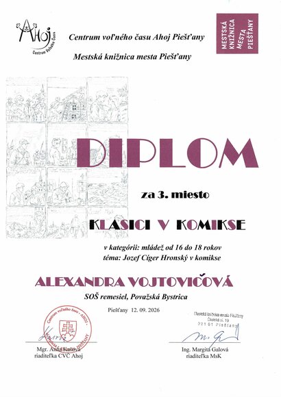 3.miesto v sútaži Klasici v komikse